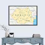 Minimalist Romania Political Map Wall Art