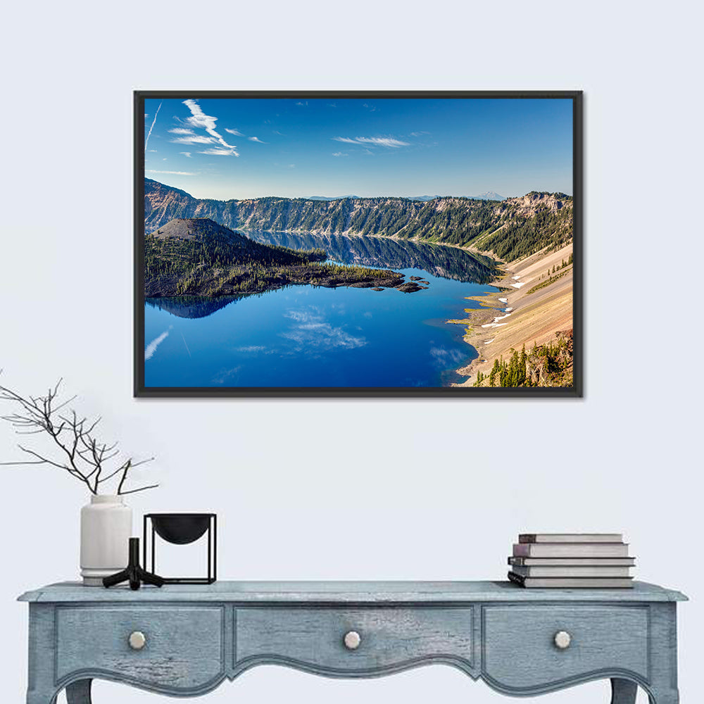 Crater Lake Caldera View Wall Art in a room, landscape