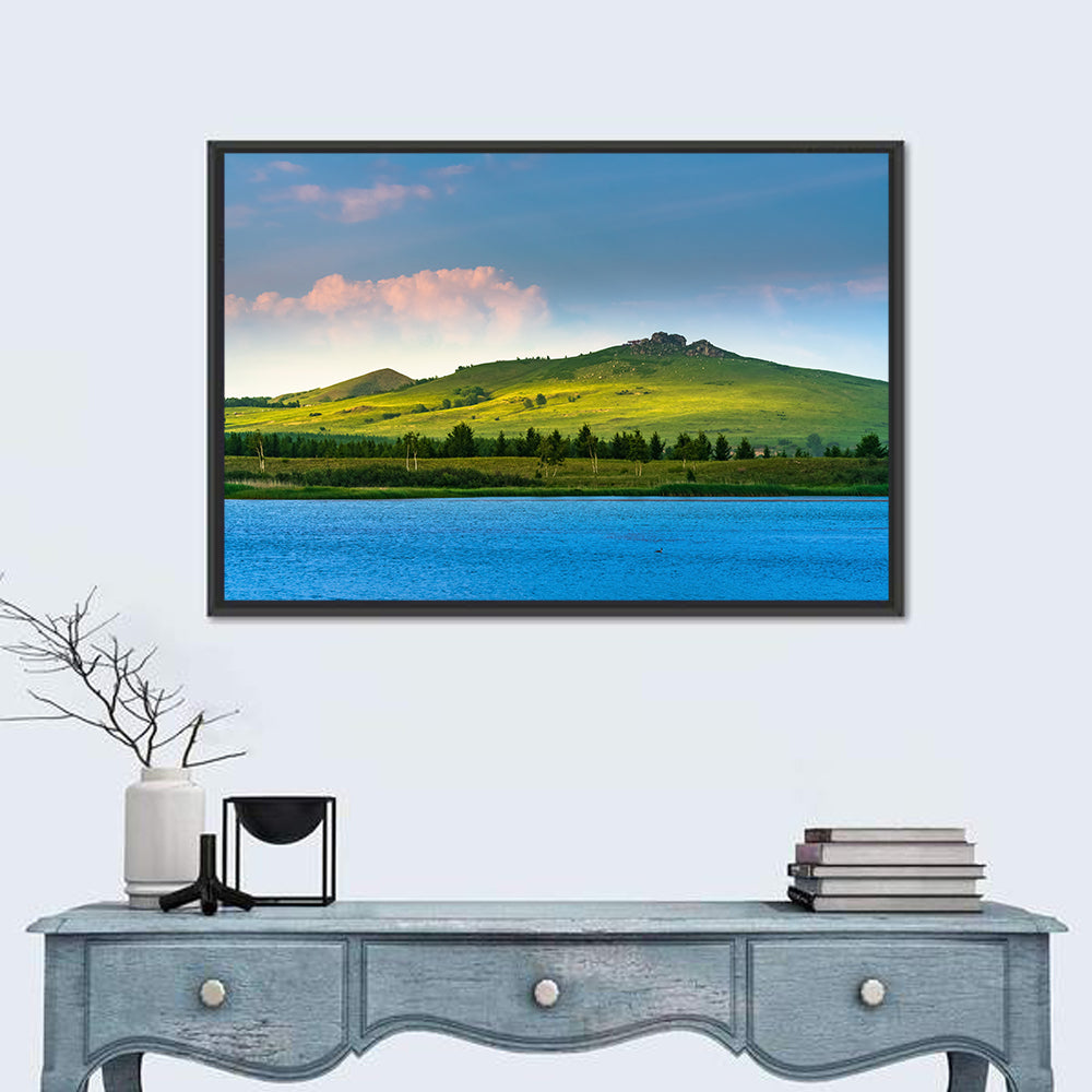 Hongsong Lake with Mountain Peak Wall Art in a room, landscape