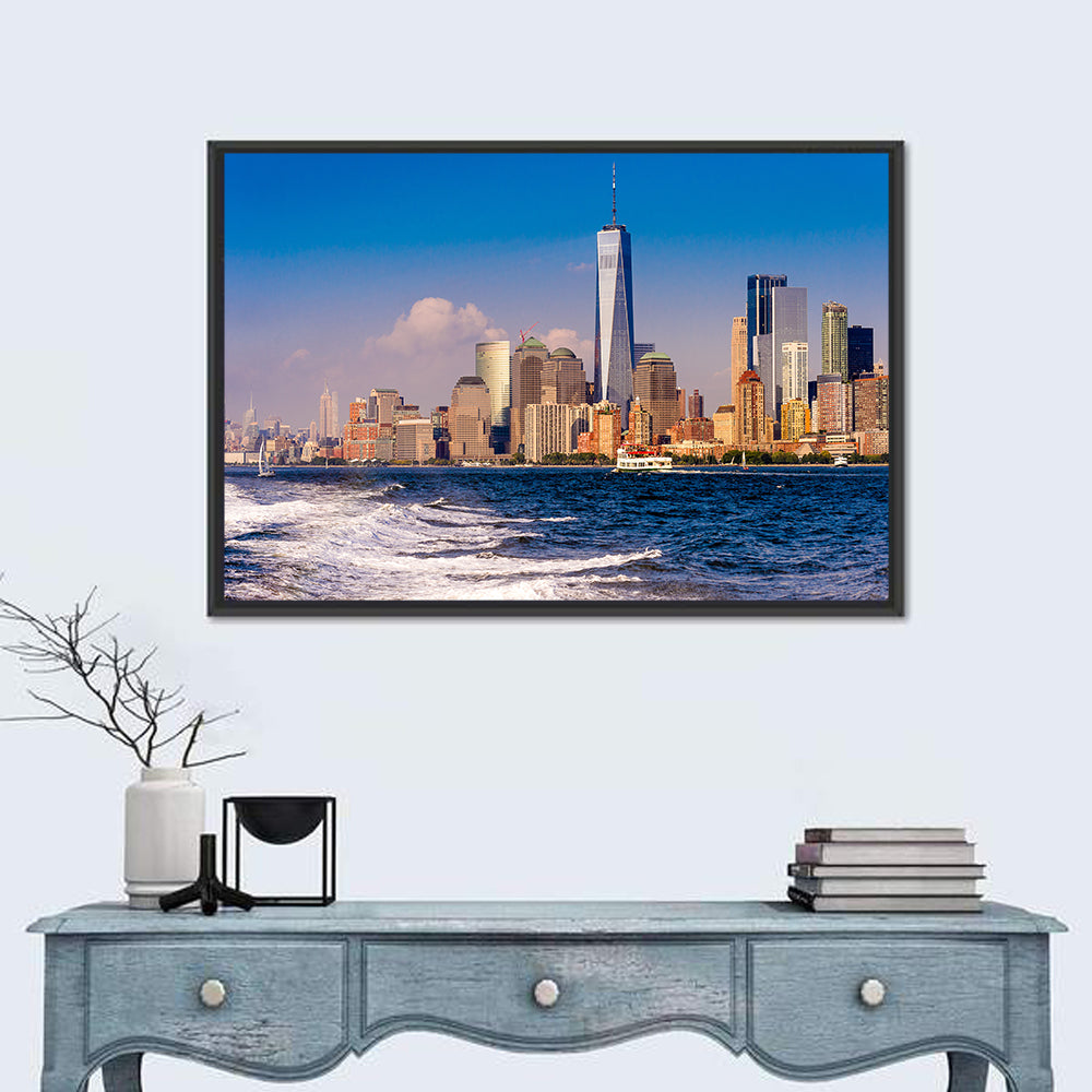 One World Trade Center Skyline Wall Art in a room, landscape