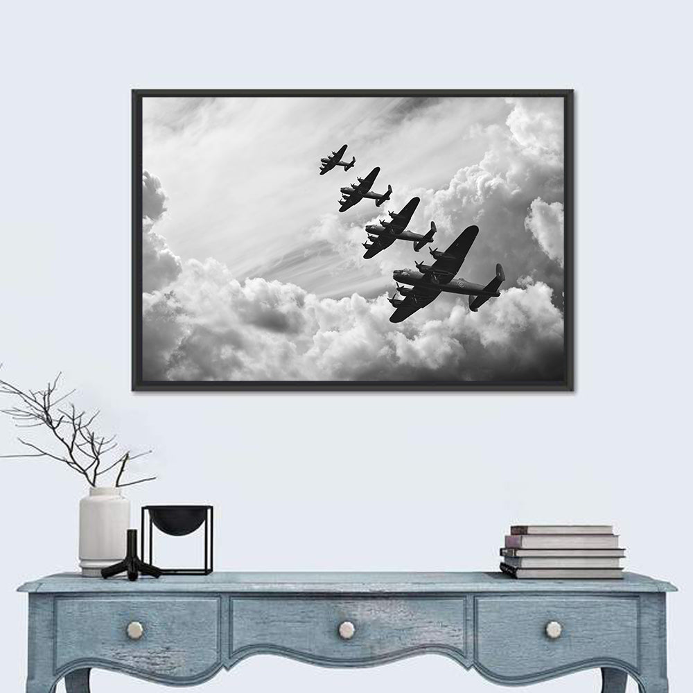 Lancaster Bombers in Formation Wall Art in a room, landscape