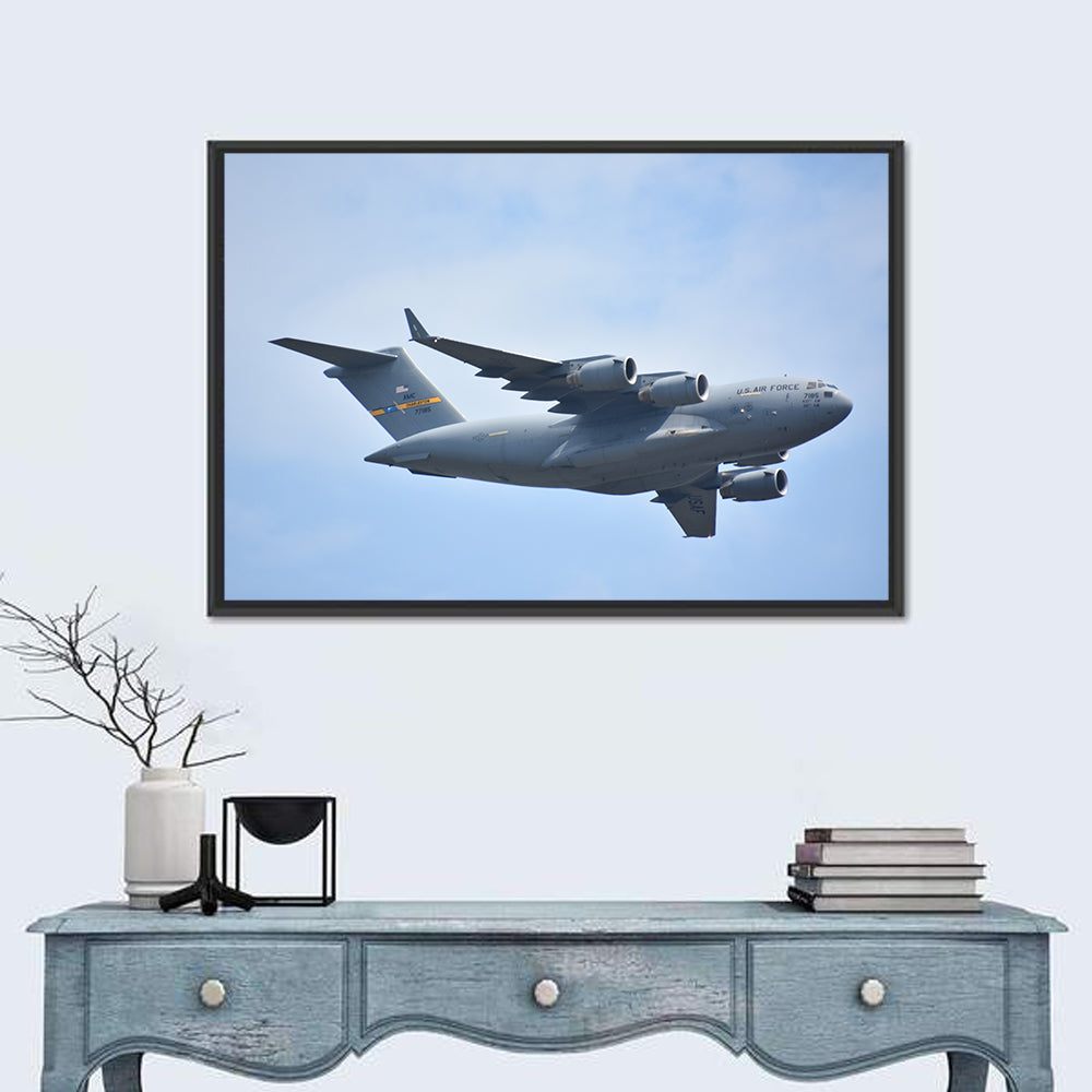 C-17 Globemaster Iii England Airshow Blue Sky Wall Art in a room, landscape