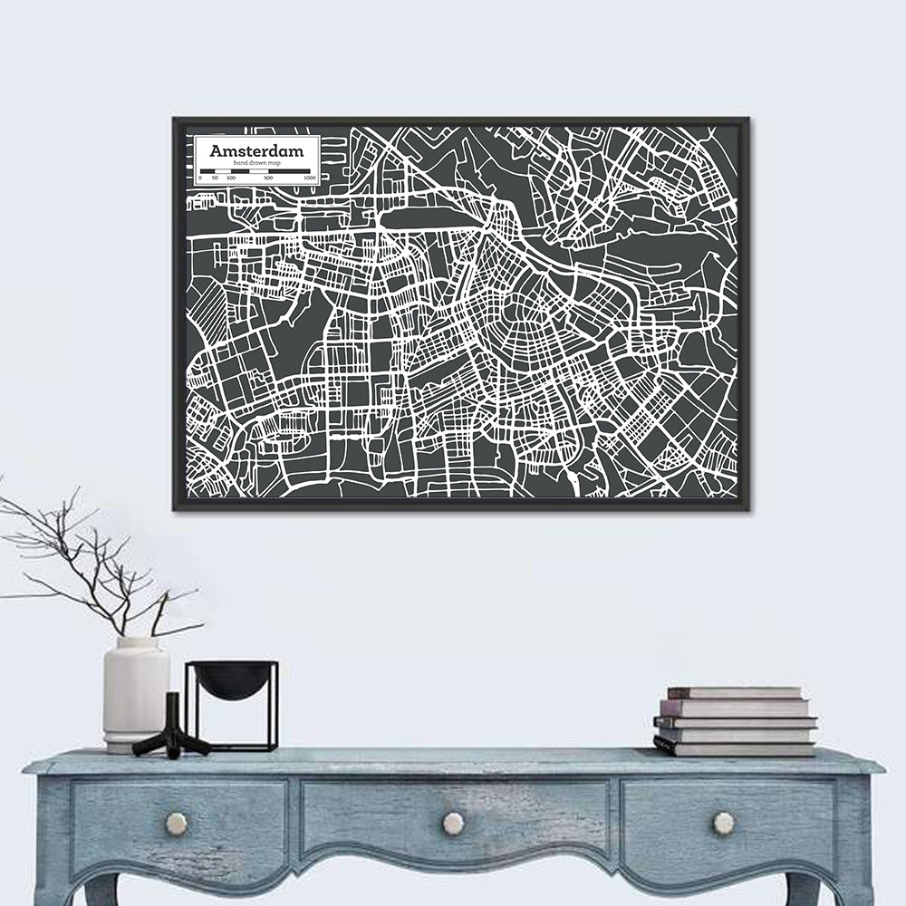 Amsterdam Canal Map Wall Art