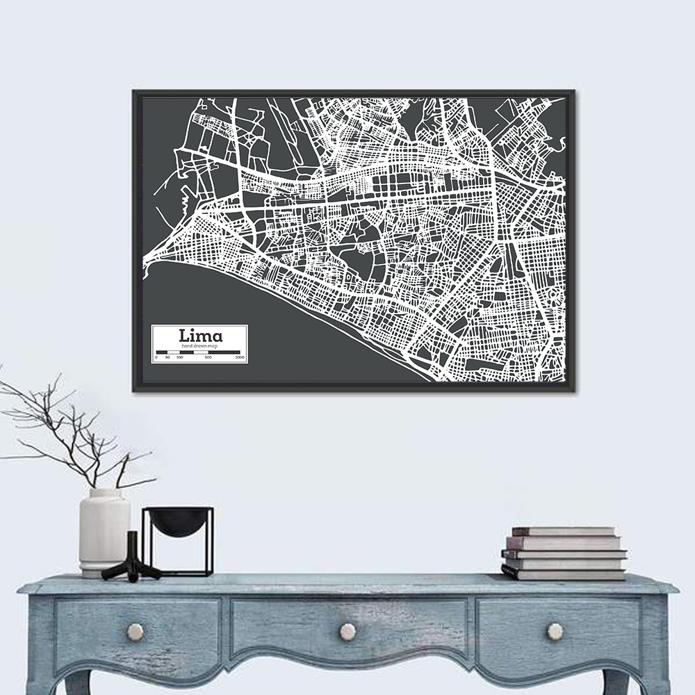 Lima Coastal City Map Wall Art
