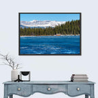 Boathouse on Frozen Lake Louise Wall Art