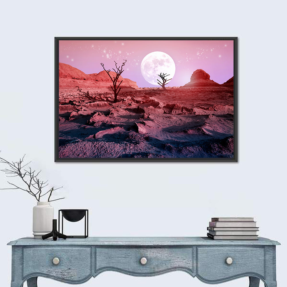 Desert Moon with Silhouetted Trees Wall Art