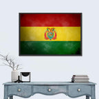 Vintage Bolivian Flag with Coat of Arms Wall Art