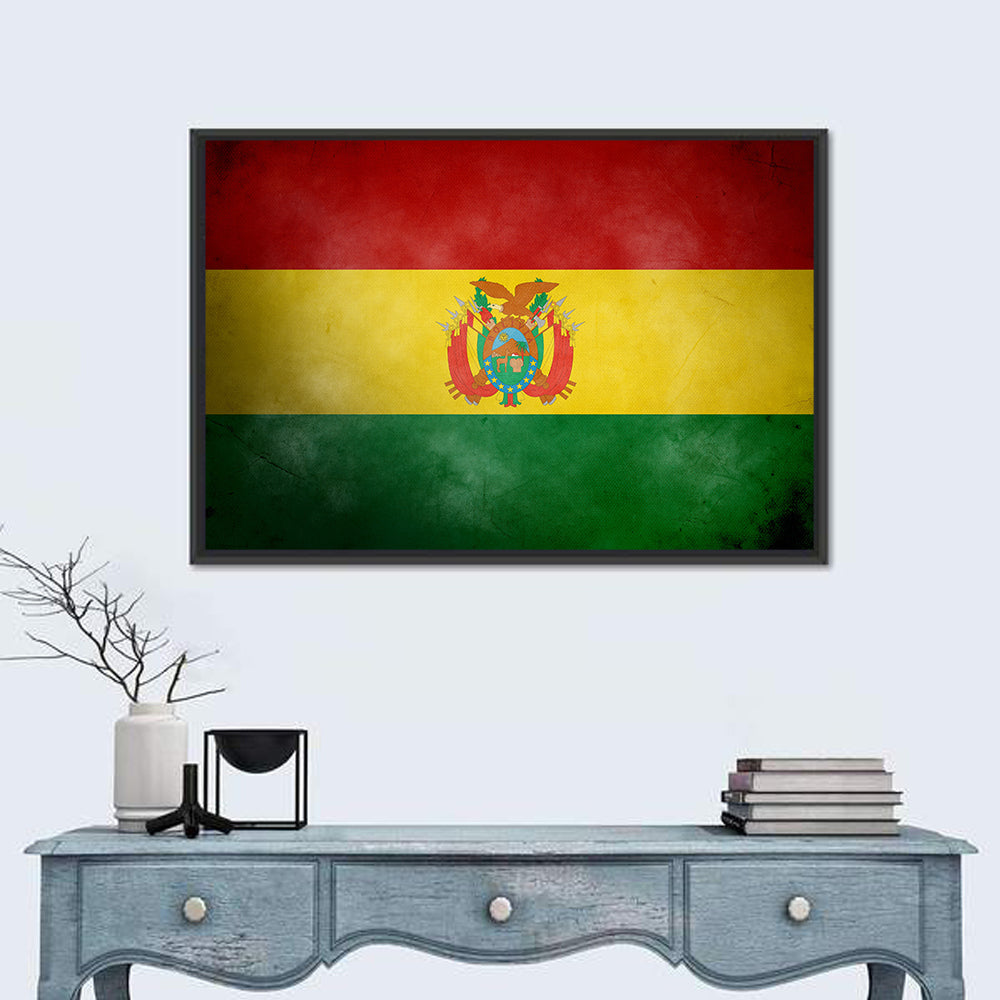 Vintage Bolivian Flag with Coat of Arms Wall Art