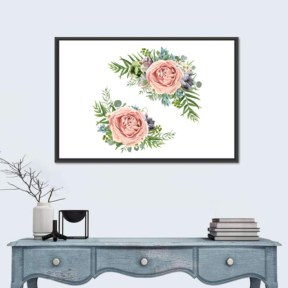 Mirrored Pink Rose Clusters Wall Art