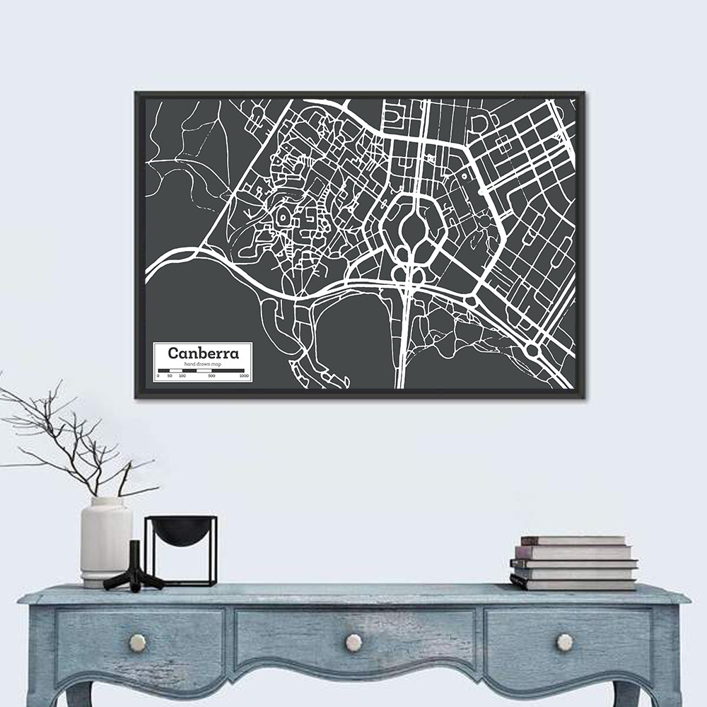 Canberra Street Grid Map Wall Art