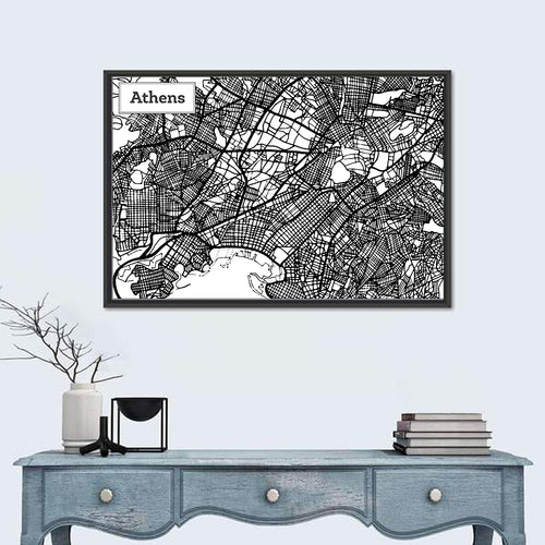 Athens Street Grid Map Wall Art