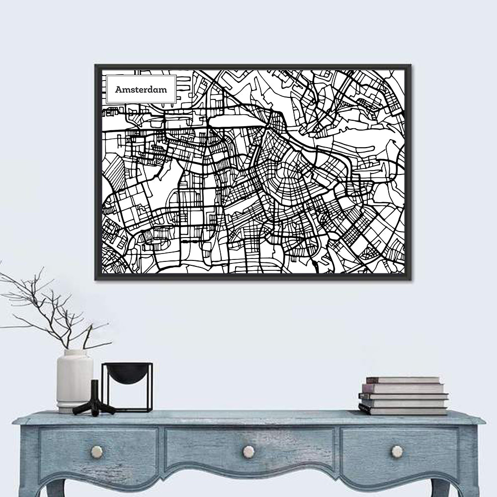 Amsterdam Canals Map Wall Art