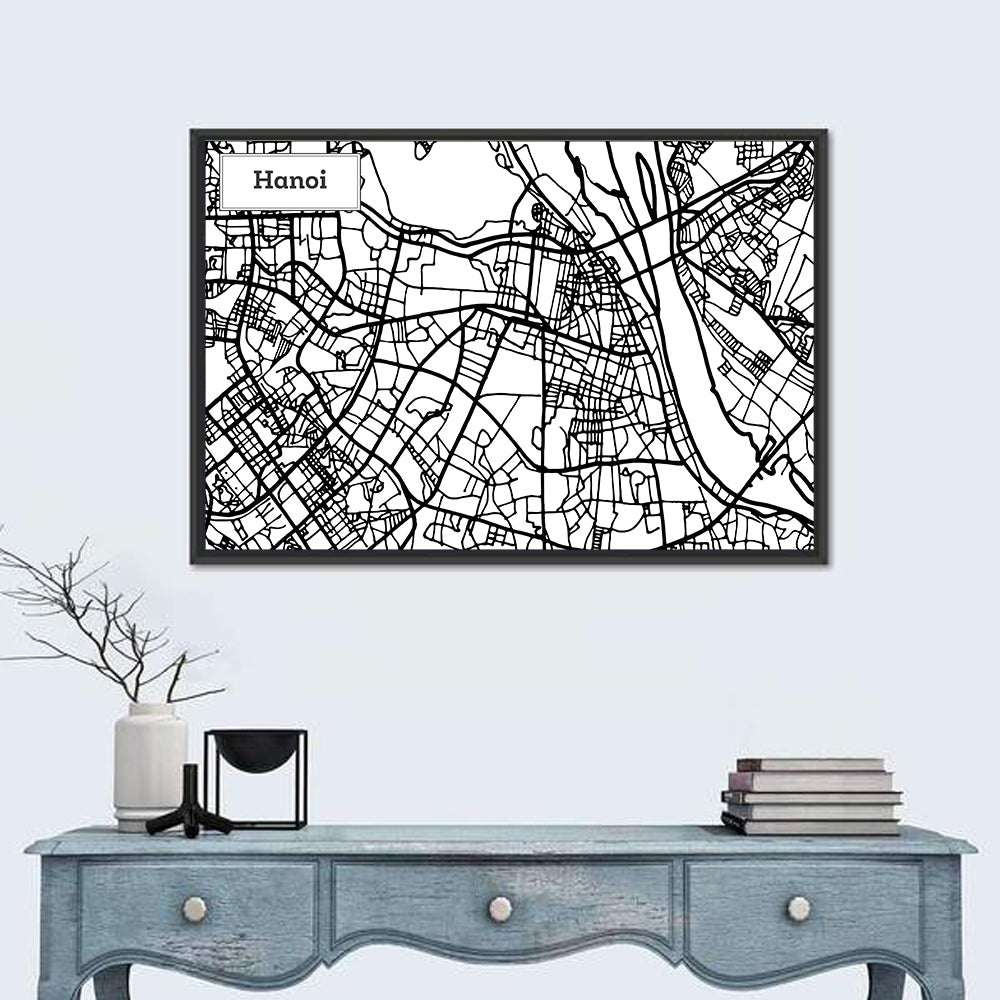 Hanoi Grid Map Wall Art in a room, landscape