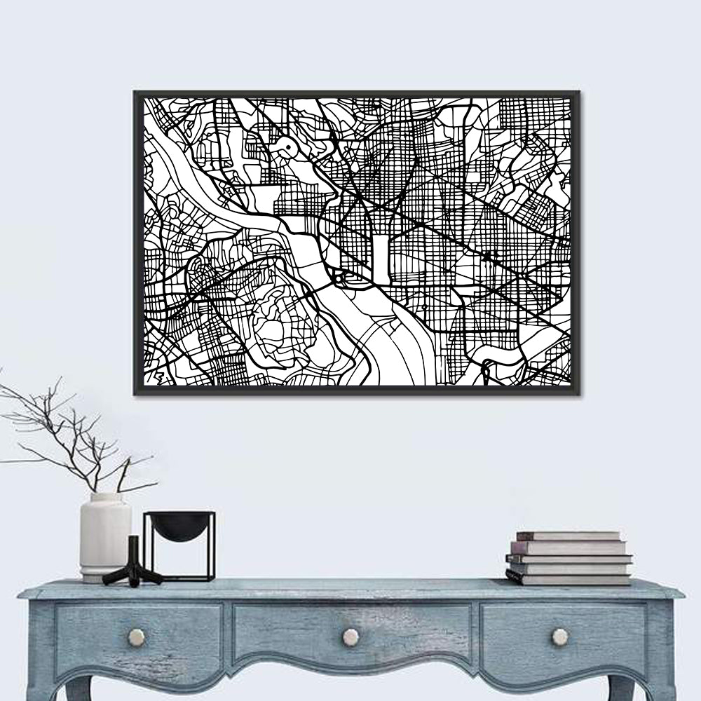 Washington Dc Street Grid Map Wall Art in a room, landscape
