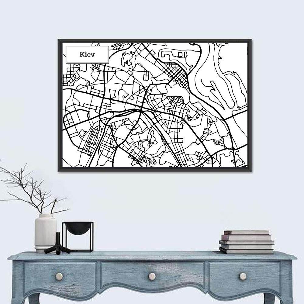 Kiev Street Grid Map Wall Art