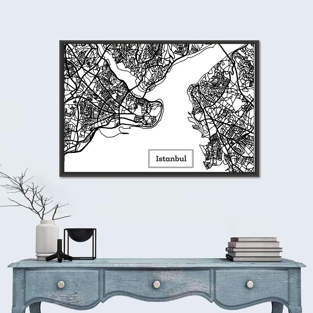 Istanbul Bosphorus Map Wall Art