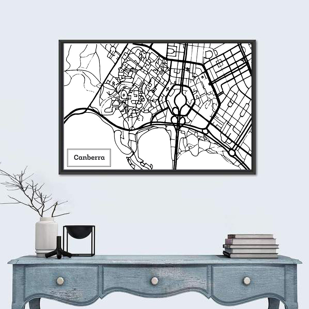 Canberra Street Network Map Wall Art