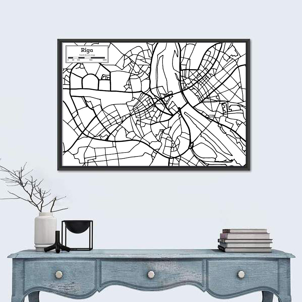Riga City Map Wall Art