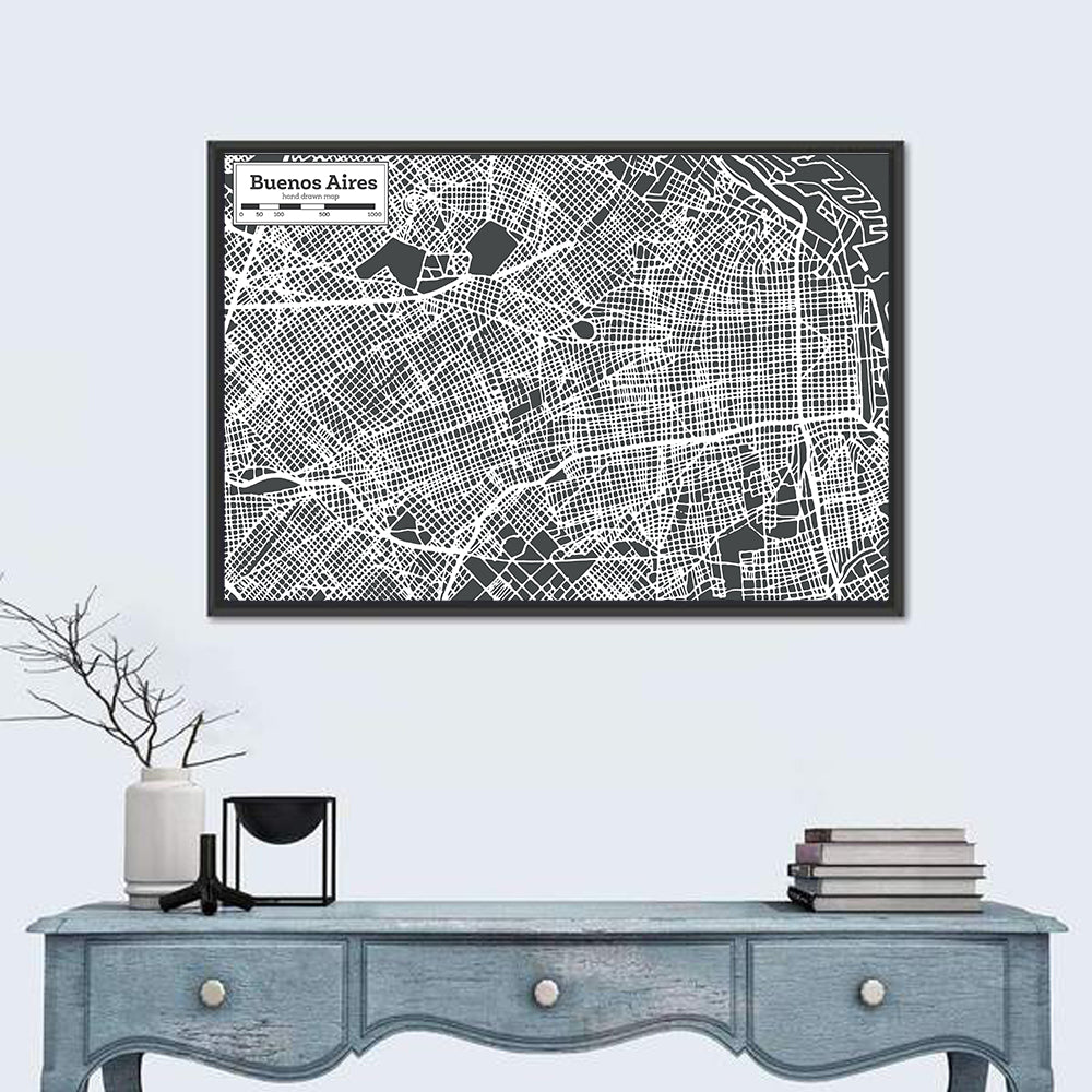 Buenos Aires Street Grid Map Wall Art