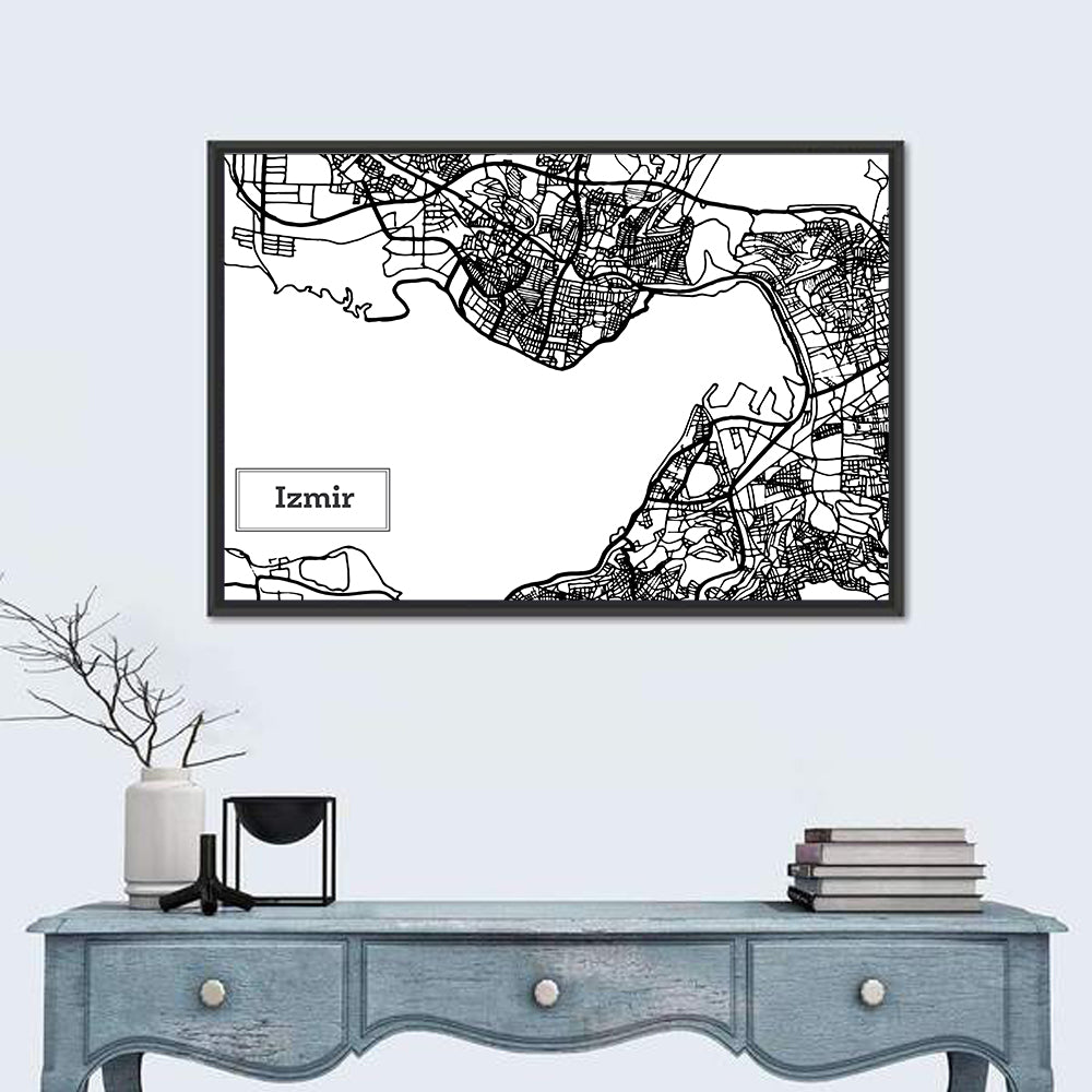 Izmir Coastal Map Wall Art