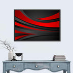 Layered Wavy Forms in Red and Black Wall Art