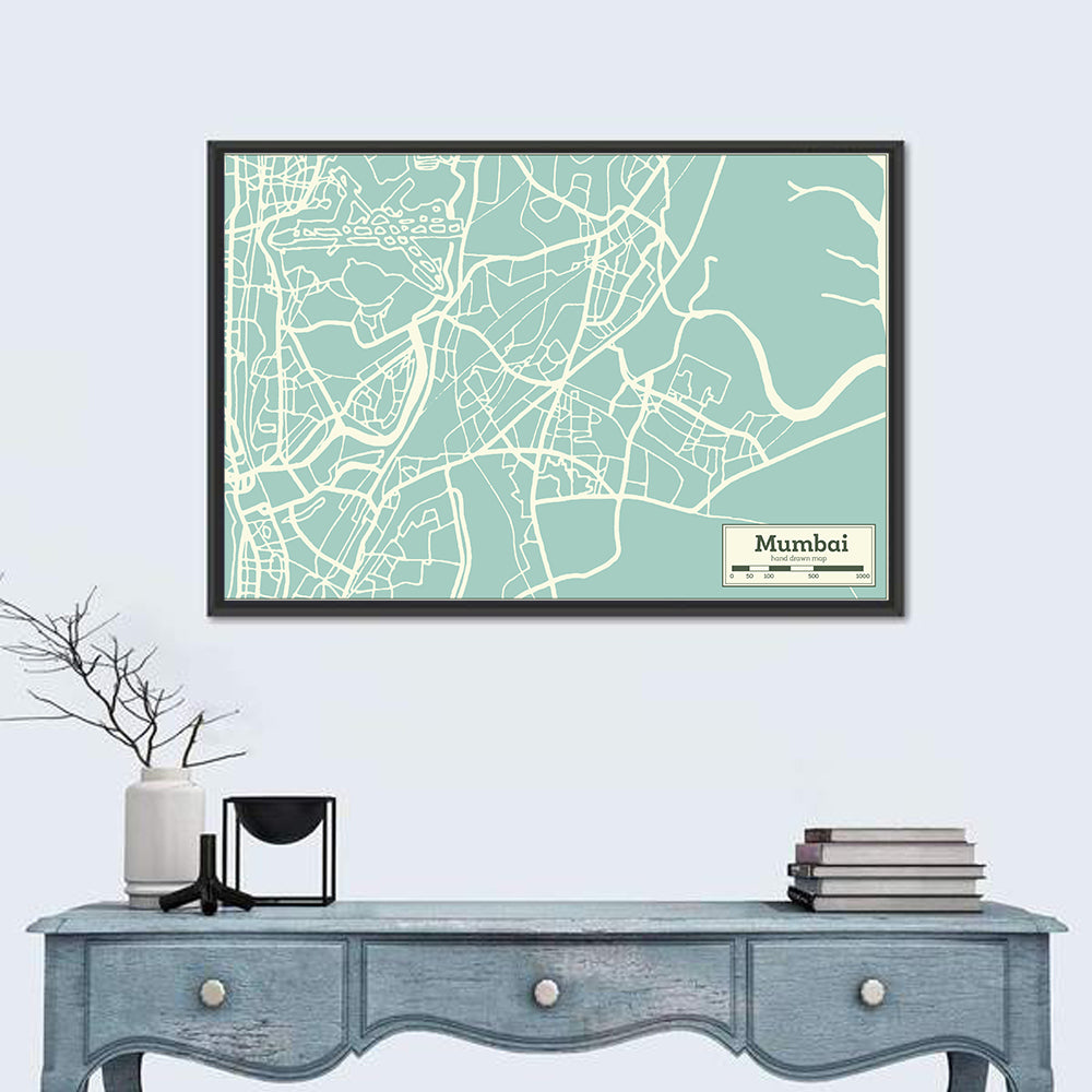 Mumbai Minimalist City Map Wall Art