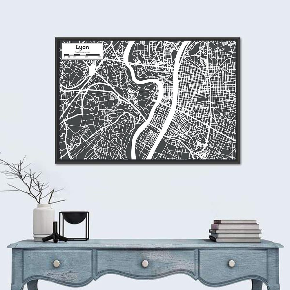 Lyon Aerial City Map Wall Art