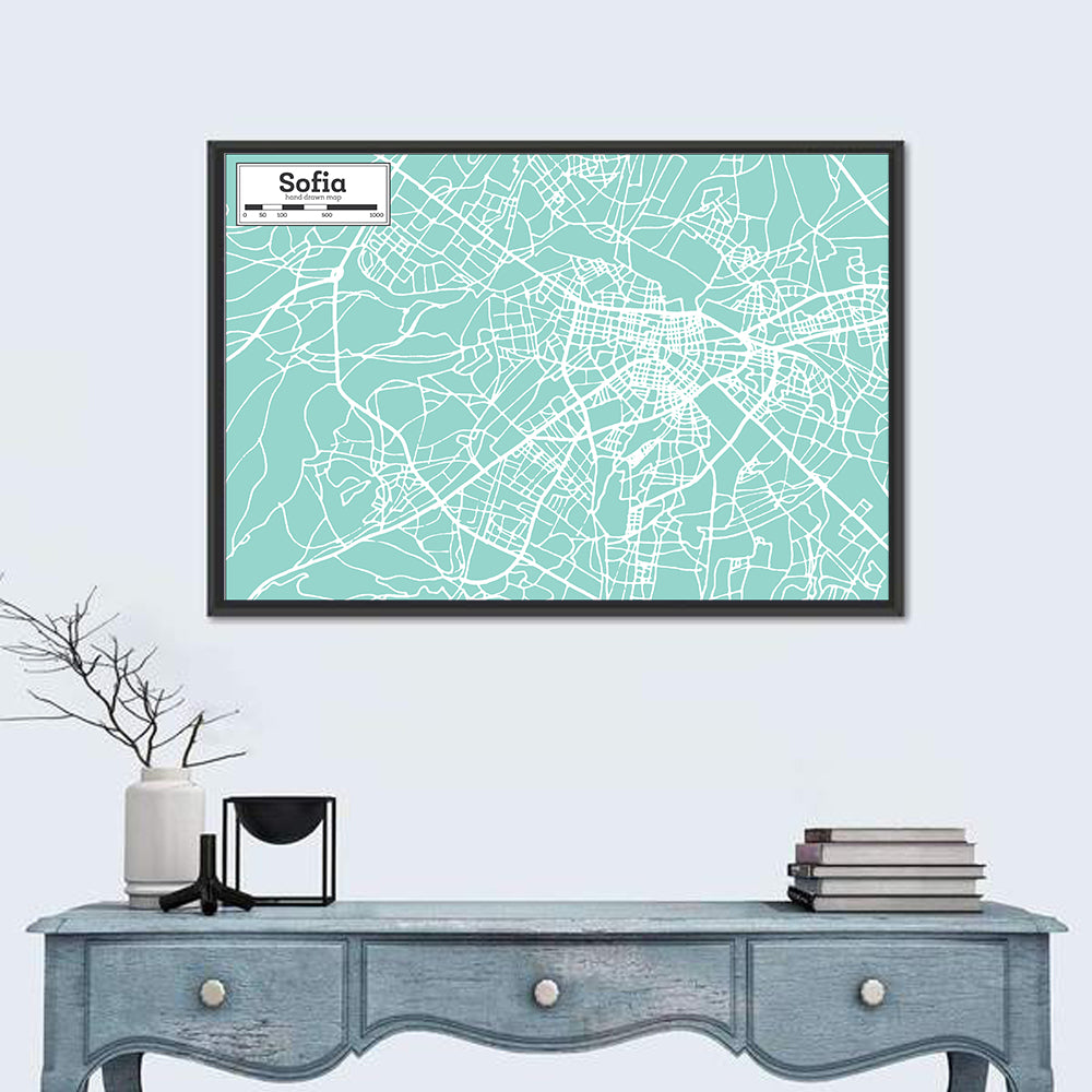 Sofia Teal City Map Wall Art