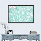 Turin Teal City Map Wall Art