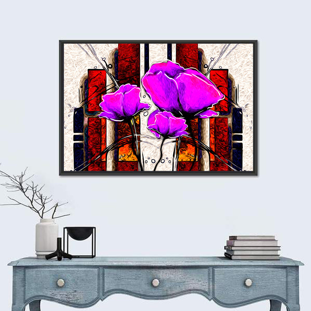 Purple Poppies Illustration Wall Art