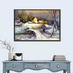 Snowy Village Bridge Wall Art