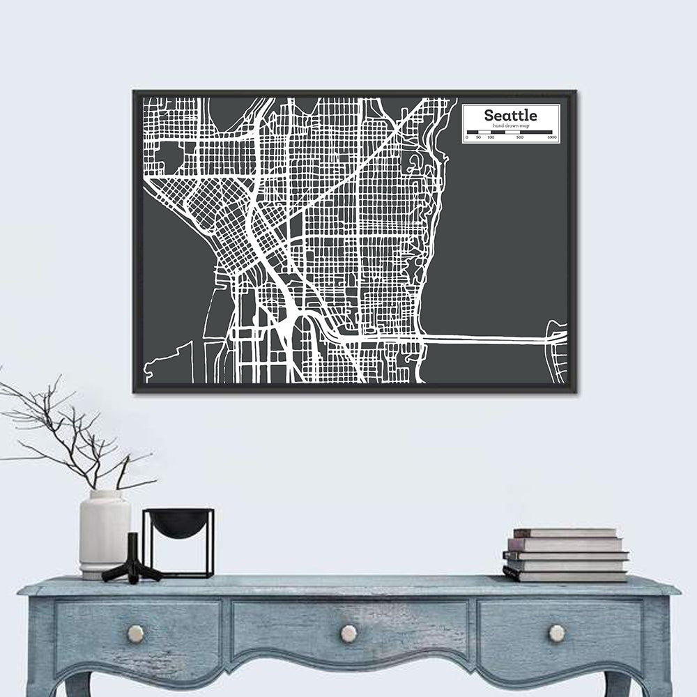 Seattle Urban Grid Map Wall Art