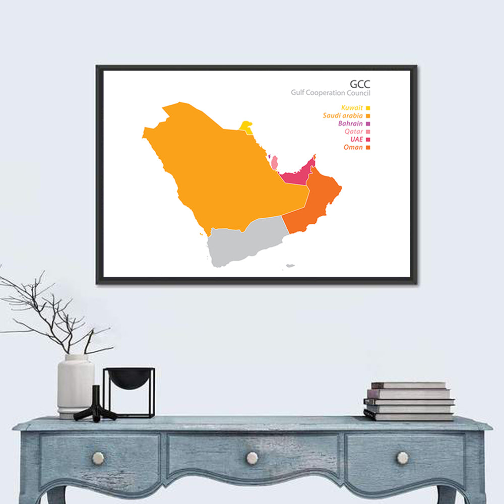 Gcc Countries Map Wall Art in a room, landscape