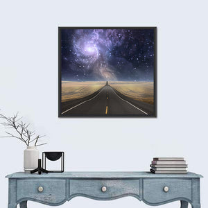 Galaxy Over Empty Road Wall Art