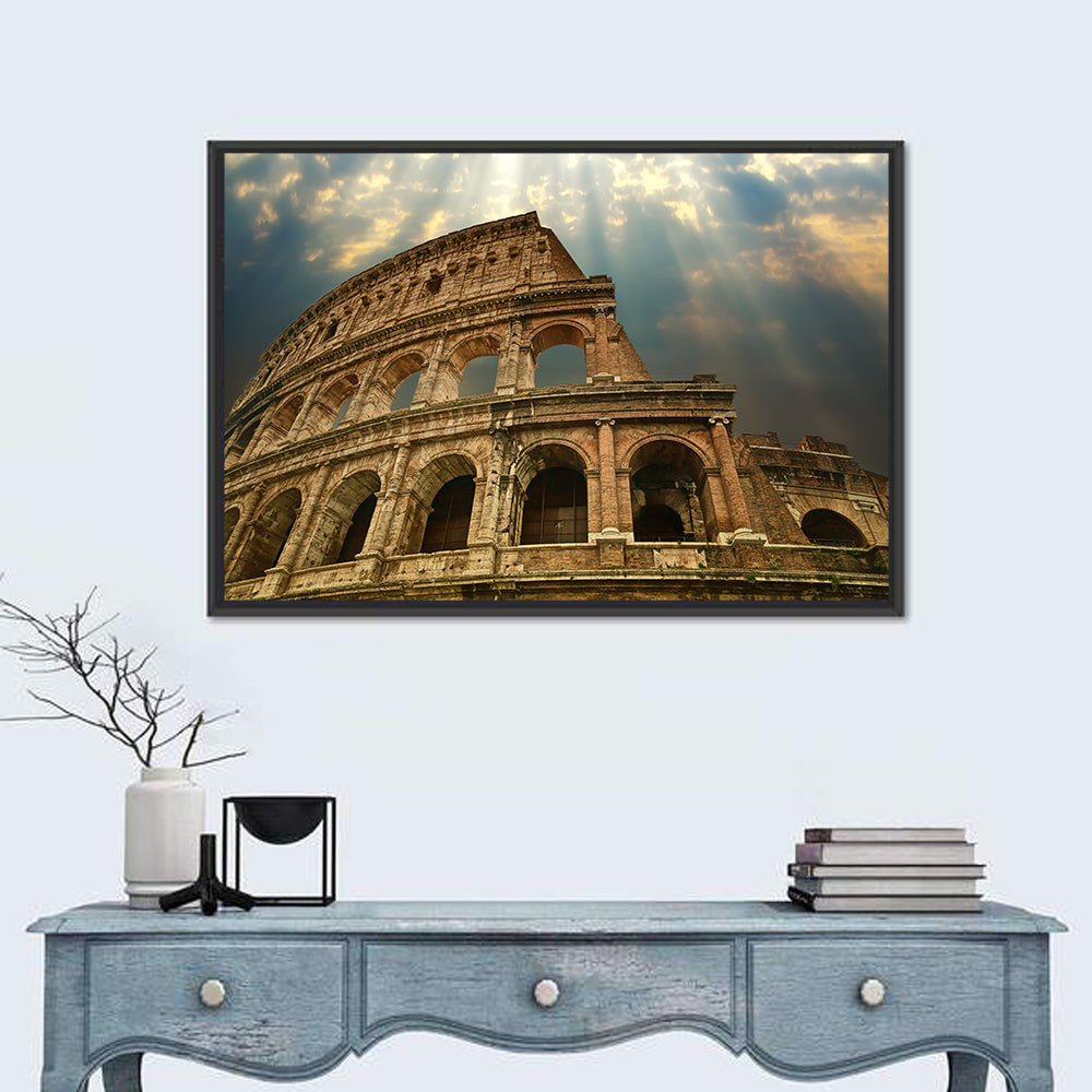 Colosseum in Rome Wall Art in a room, landscape