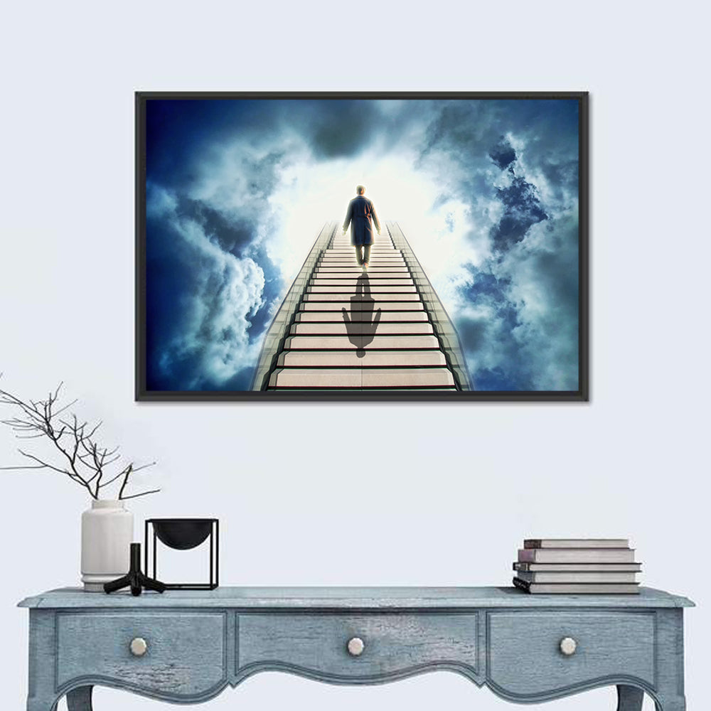 Man Ascending Toward Light Wall Art