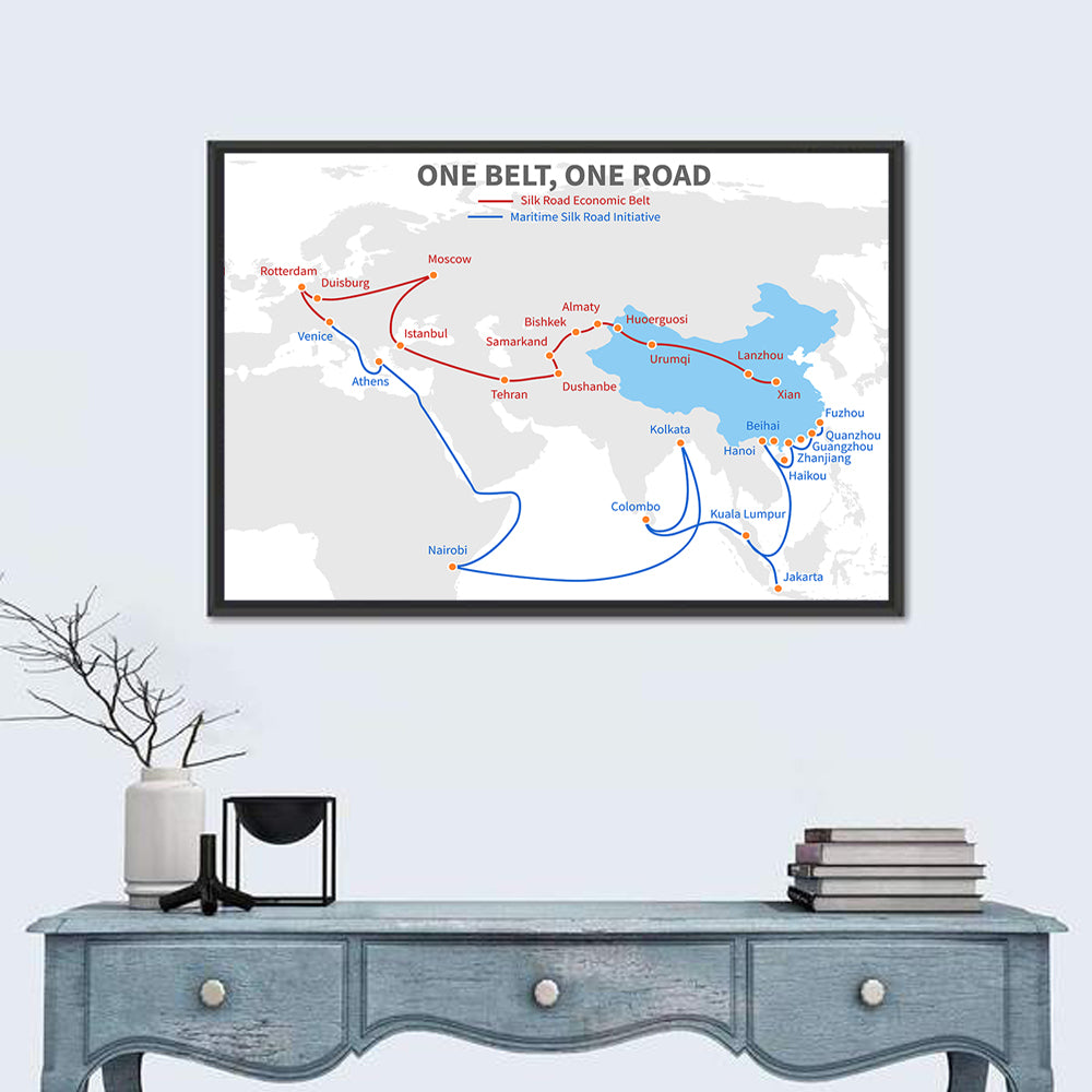 Modern Silk Road Map Wall Art