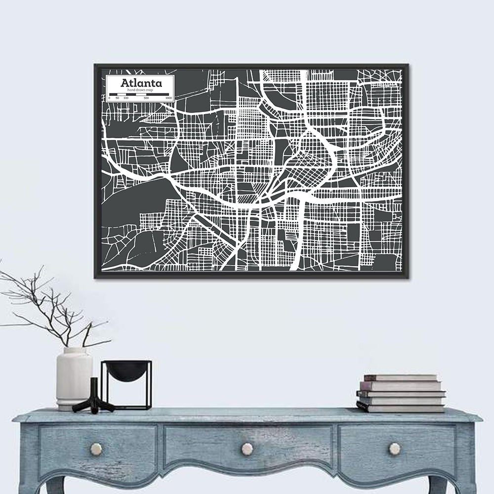Atlanta Street Grid Map Wall Art