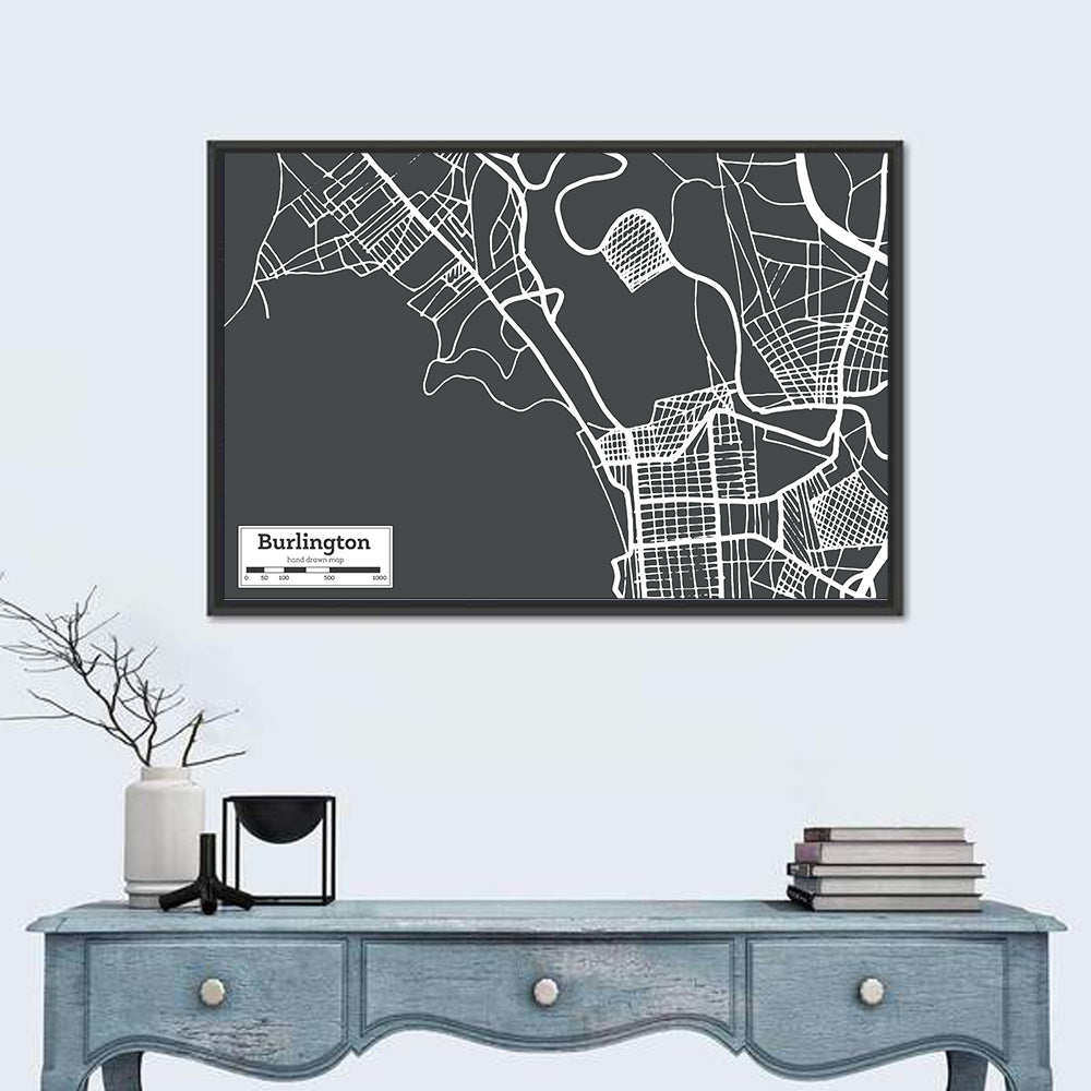 Burlington Vermont Street Grid Map Wall Art