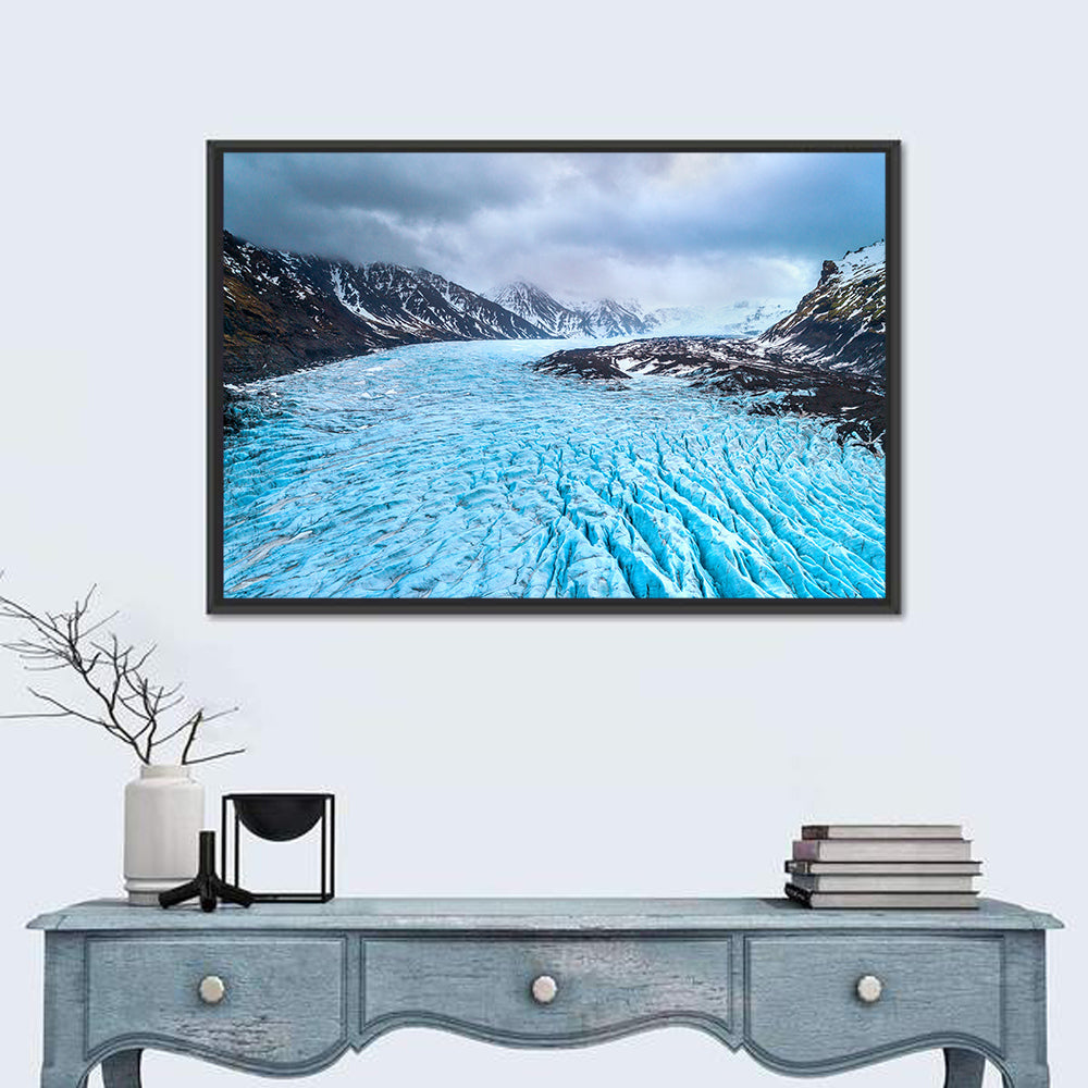 Skaftafell Glacier Aerial View Wall Art in a room, landscape