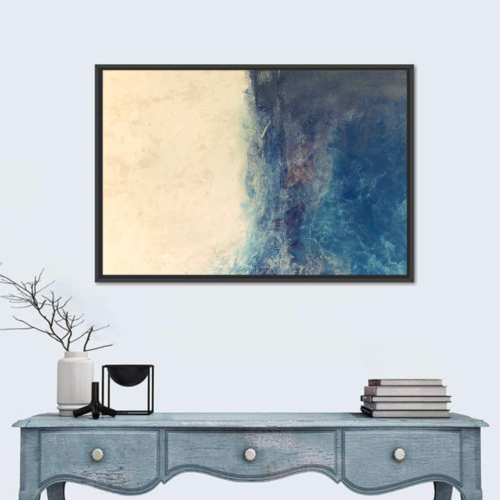 Coastal Texture Diptych Wall Art in a room, landscape