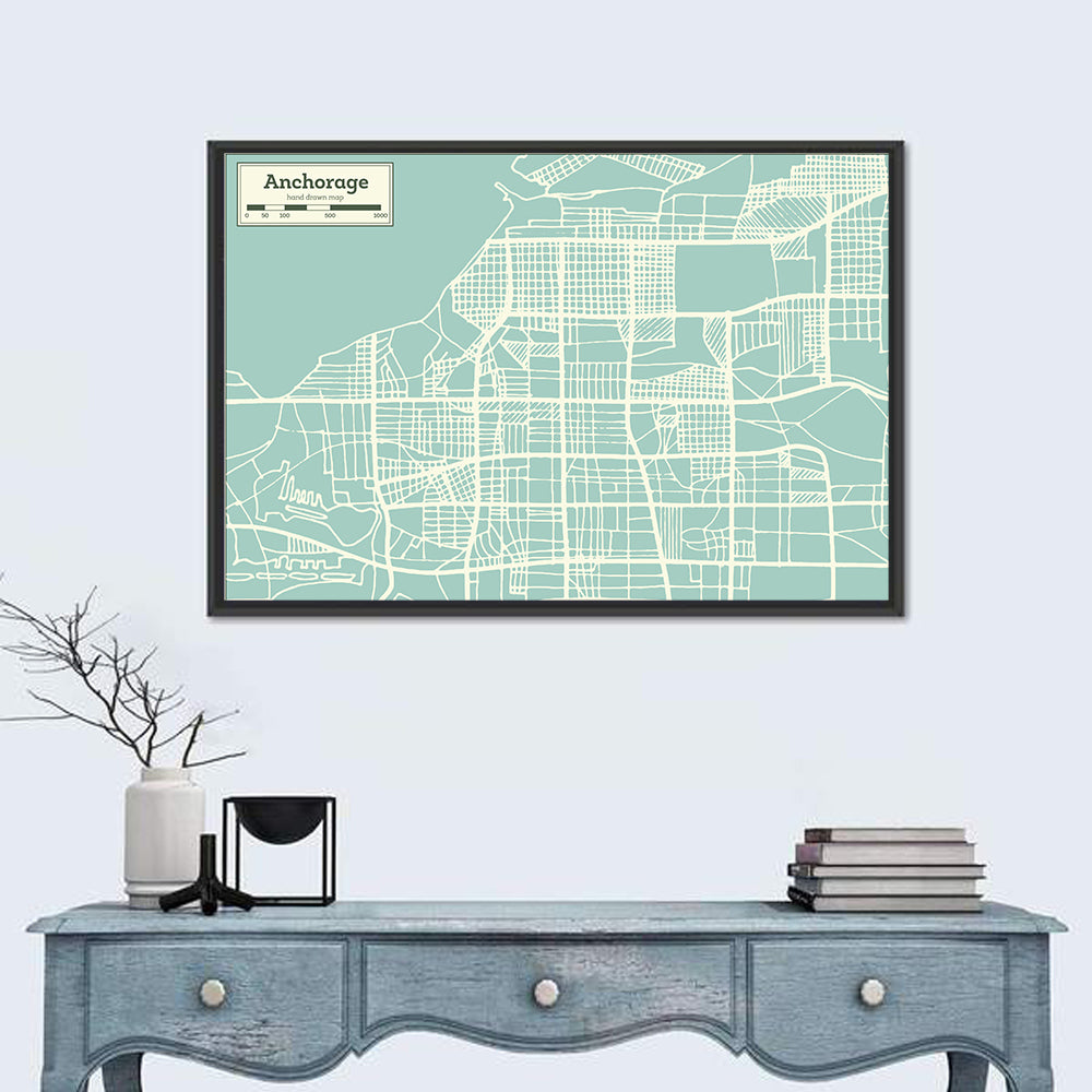 Anchorage, Alaska Map Wall Art