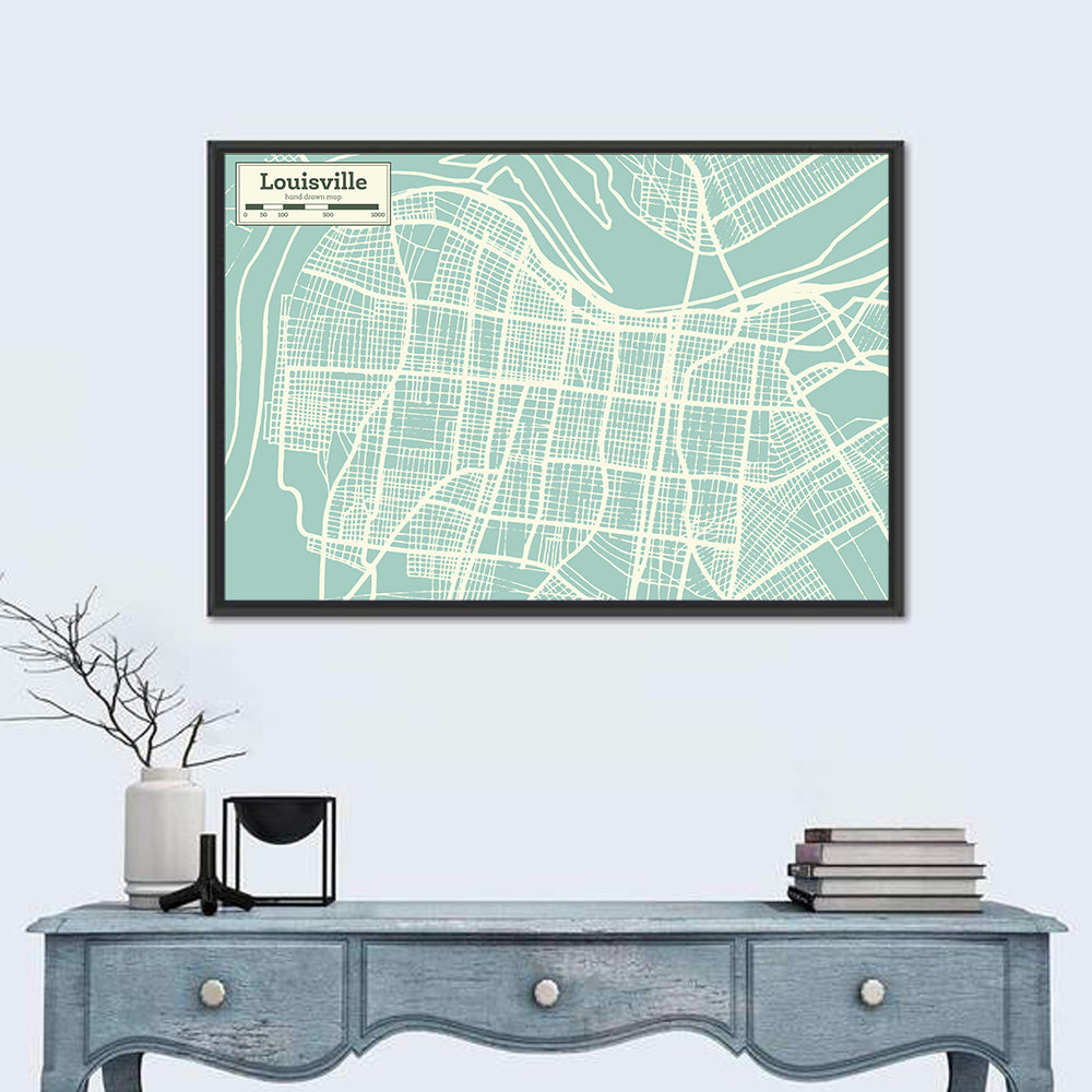 Louisville Kentucky Minimalist City Map Wall Art