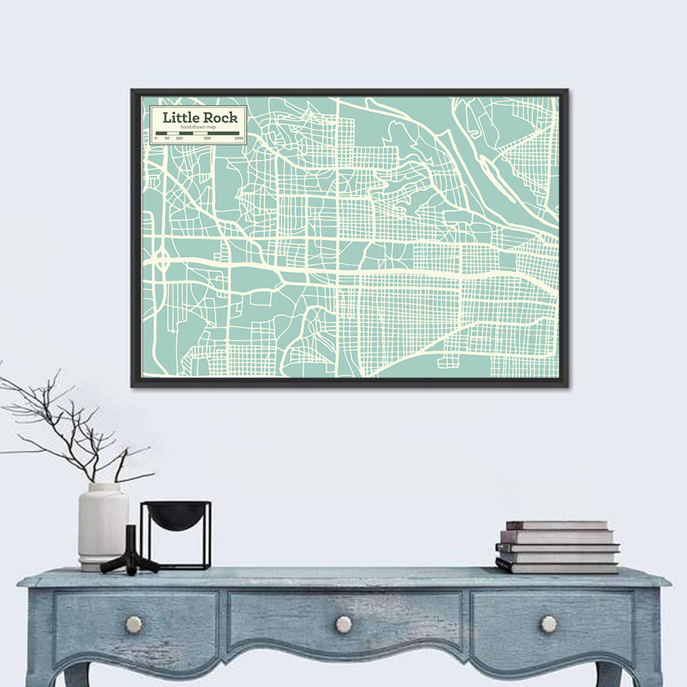 Little Rock Street Grid Map Wall Art