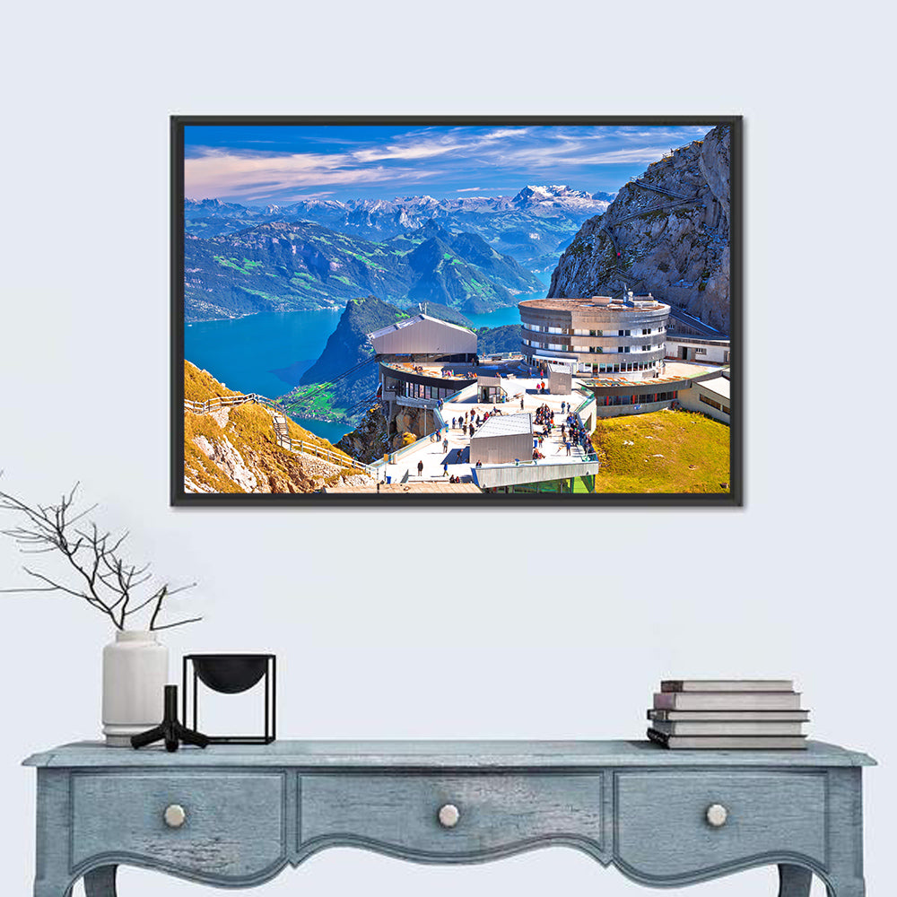 Mount Pilatus Kulm Summit View Wall Art in a room, landscape