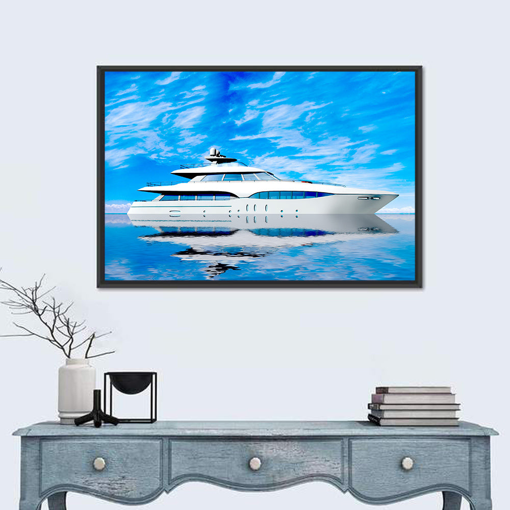 Blue Yacht Reflection Wall Art