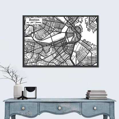 Boston City Map Wall Art