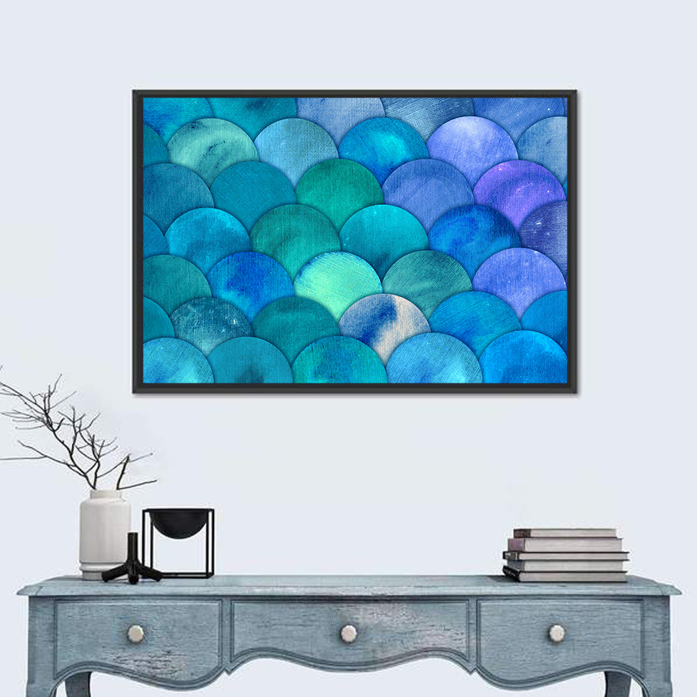 Blue Reptilian Scale Pattern Wall Art