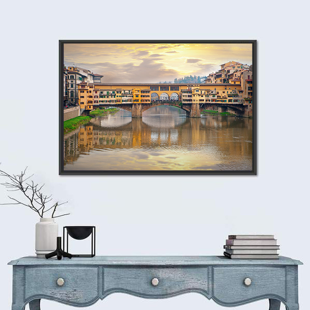 Ponte Vecchio at Golden Hour Wall Art in a room, landscape