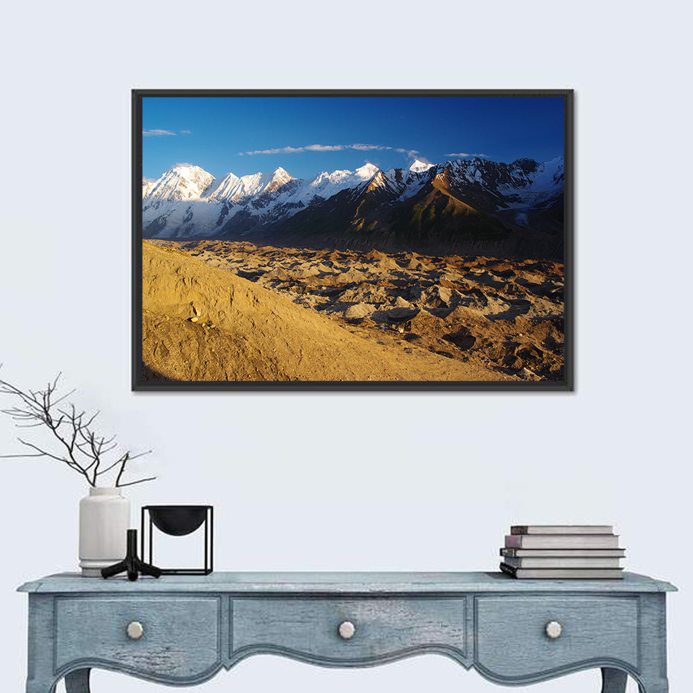 Karakoram Glacier Peaks Wall Art in a room, landscape